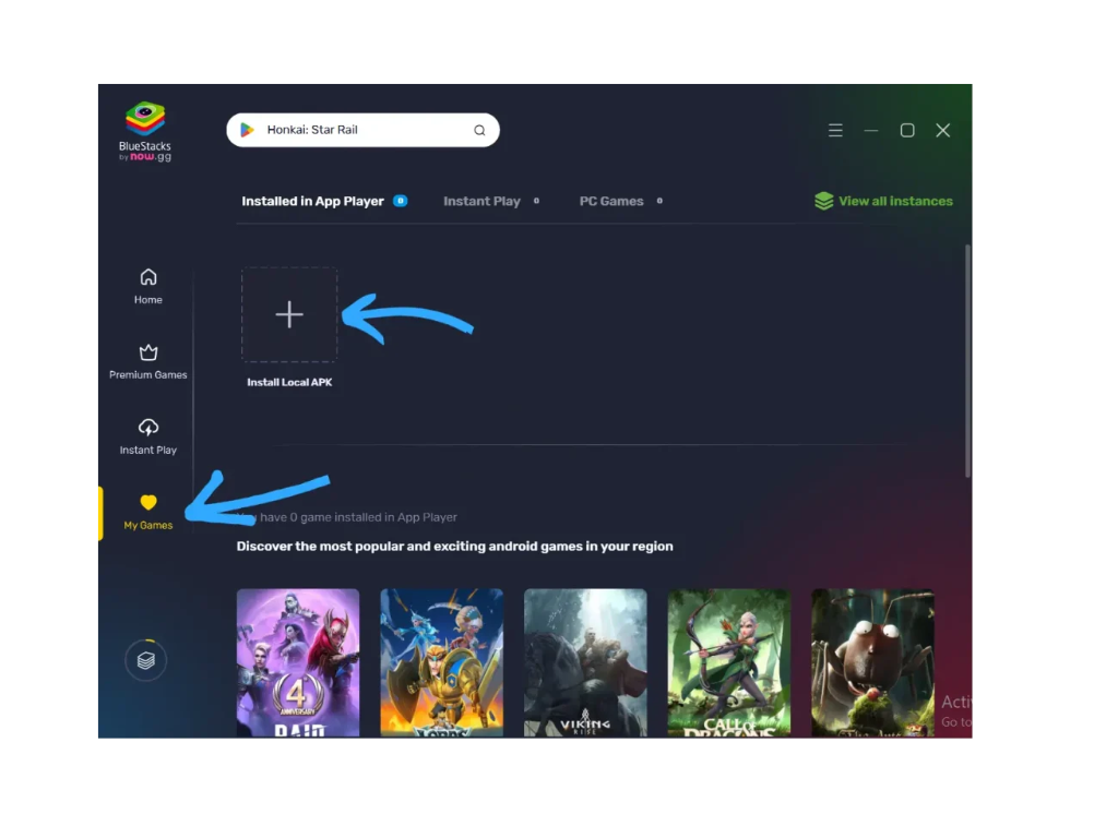  Captura de tela mostrando como instalar um APK no emulador BlueStacks no PC
