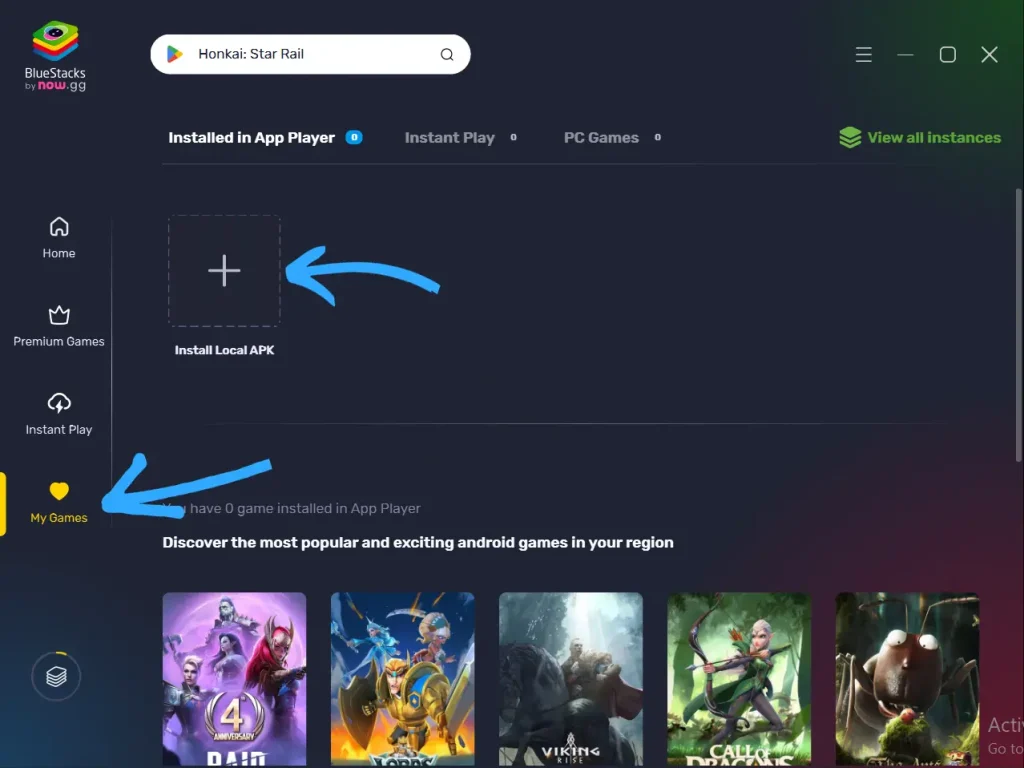 Captura de tela mostrando como instalar um APK no emulador BlueStacks no PC